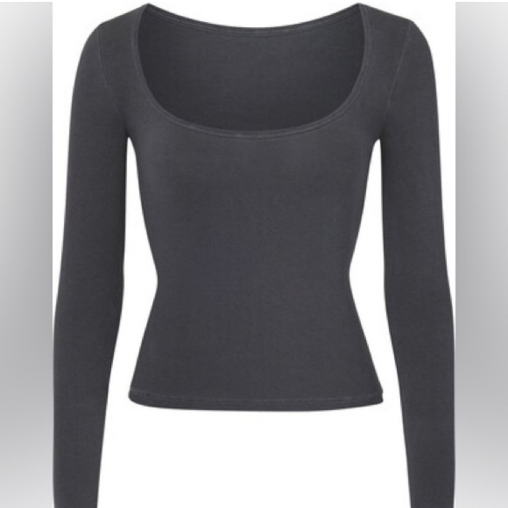 Skims New Vintage Scoop Neck Long Sleeve Onyx